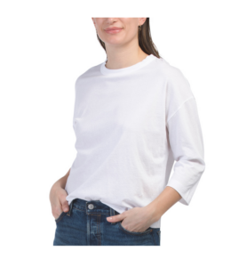 Boxy Bracelet Sleeve Crew Neck Top