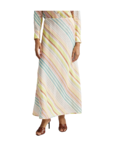 Halliday Bias Stripe Linen Maxi Skirt