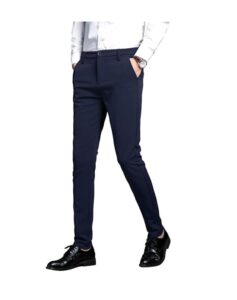 Men's Stretch Dress Pants Slim Fit Skinny Suit Pants