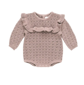 Ruffle Organic Cotton Pointelle Romper 12-24m