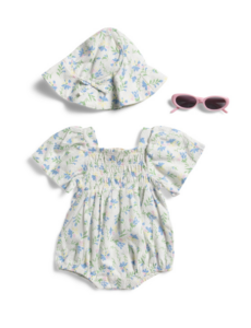 Newborn Girls 3pc Floral Romper Set 0-9m