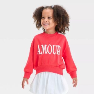 Grayson Mini Toddler Girls' Amour French Terry Sweatshirt - Red