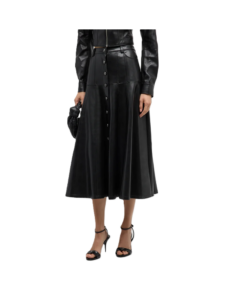 Veena Vegan Leather Midi Skirt