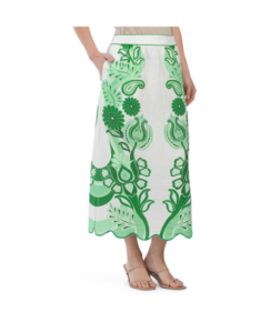 Linen Color Festival Midi Skirt