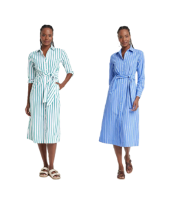 Women's Long Sleeve Tie-front Midi Shirtdress