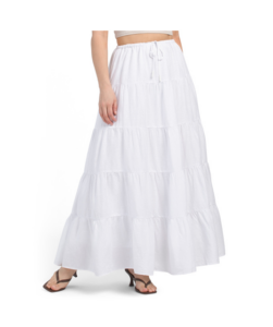 Linen Blend Maxi Skirt