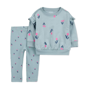 Baby Girls' Tulip Top & Bottom Set - Blue/pink