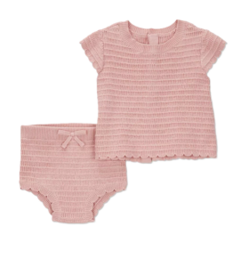 Baby Girls' Solid Knit 2pc Top & Bottom Set - Pink